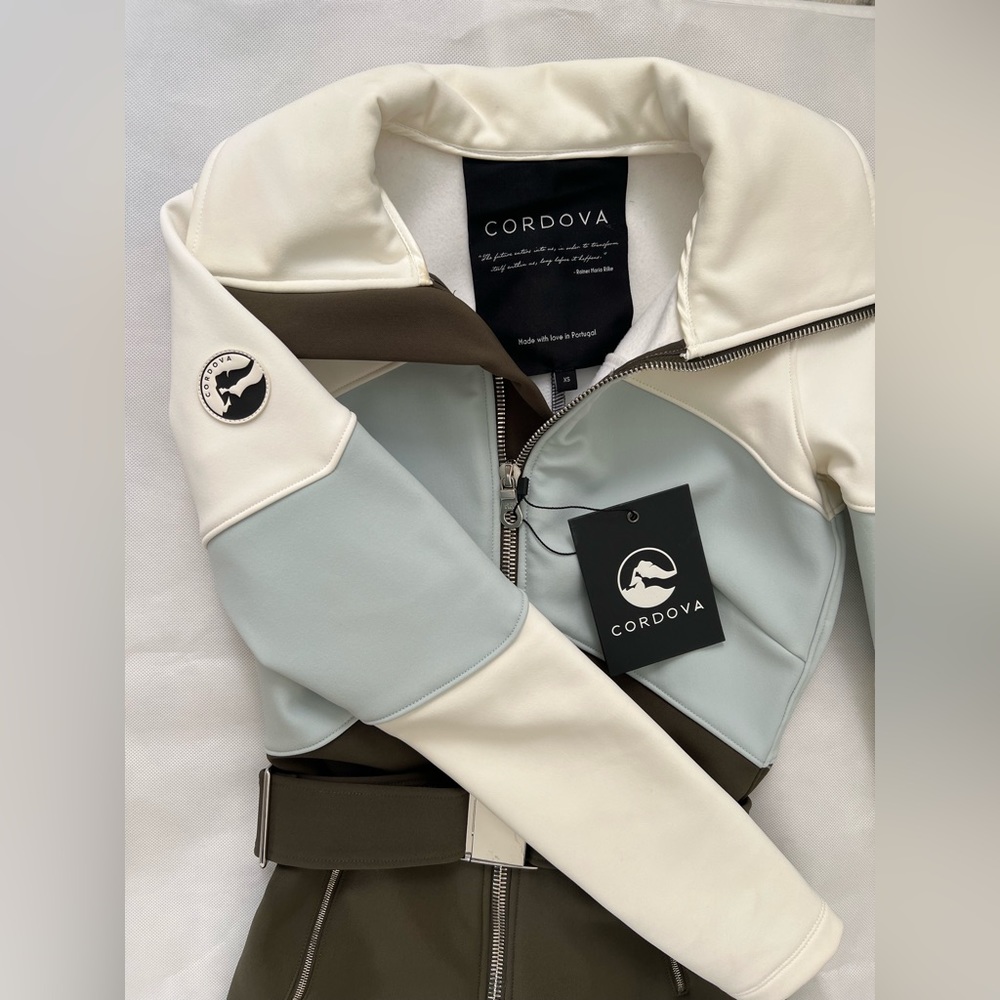 Cordova Women's Colorblock Jumpsuit - White, Blue, Brown - Picture 6 of 9